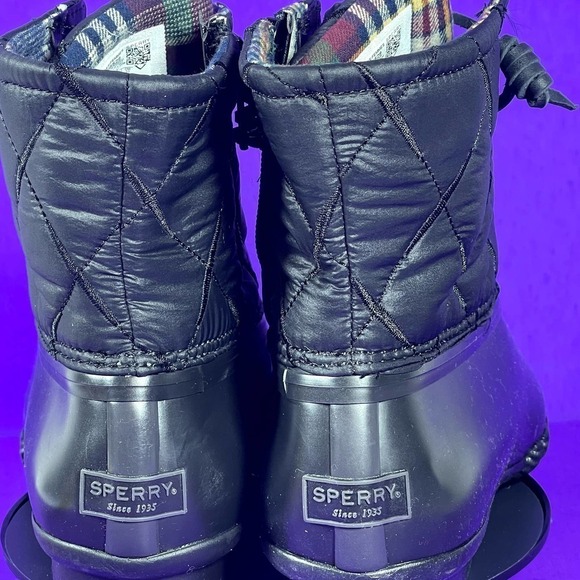 Sperry Women's Black Saltwater Nylon Quilted Rain/Duck Boots Shoe Size 10 -NEW - Picture 5 of 10